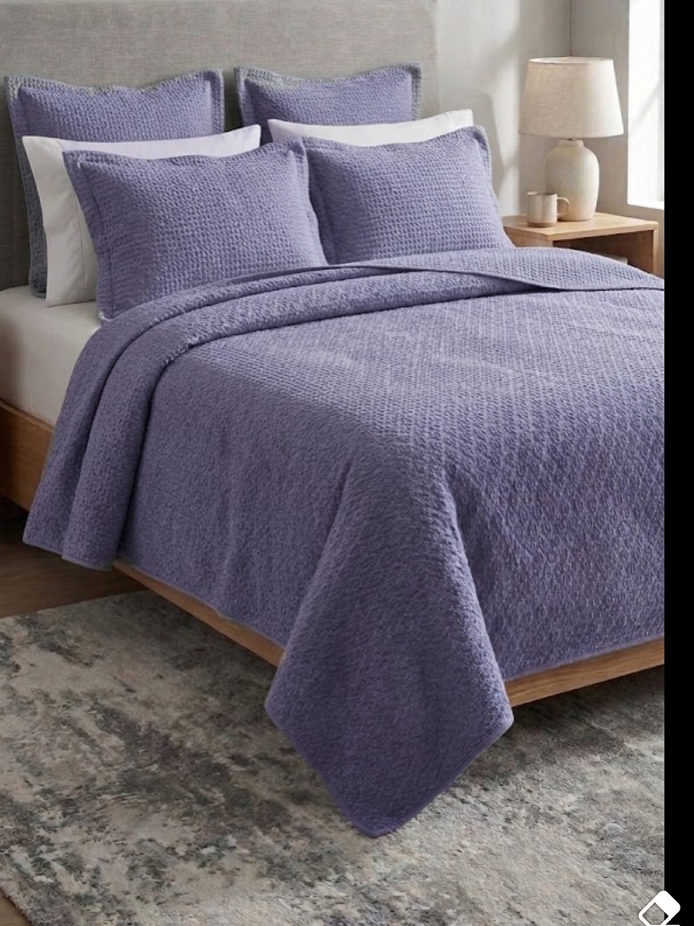 SFERRA Lavender Textured King Egyptian Cotton Coverlet and Euro Shams Set NWOT